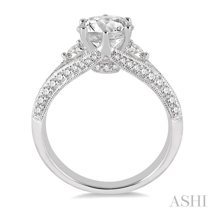 5/8 Ctw Diamond Semi-Mount Engagement Ring in 14K White Gold