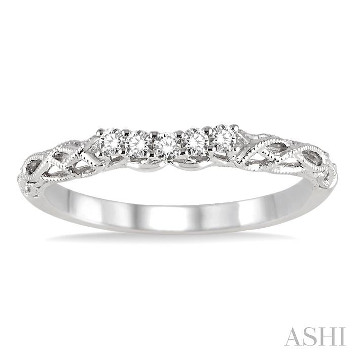 1/10 Ctw Round Cut Diamond Wedding Band in 14K White Gold
