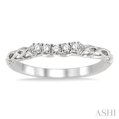 1/10 Ctw Round Cut Diamond Wedding Band in 14K White Gold