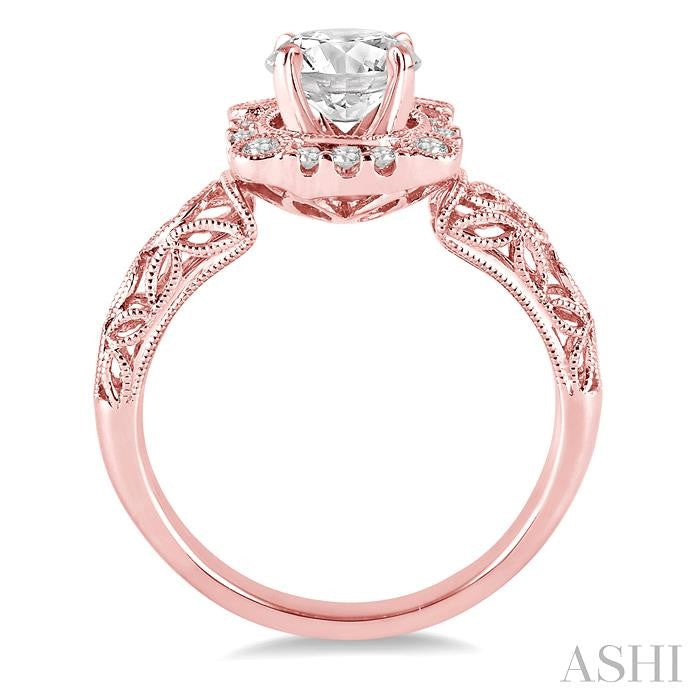 5/8 Ctw Diamond Engagement Ring with 3/8 Ct Round Cut Center Stone in 14K Rose Gold