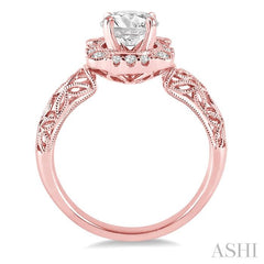 5/8 Ctw Diamond Engagement Ring with 3/8 Ct Round Cut Center Stone in 14K Rose Gold
