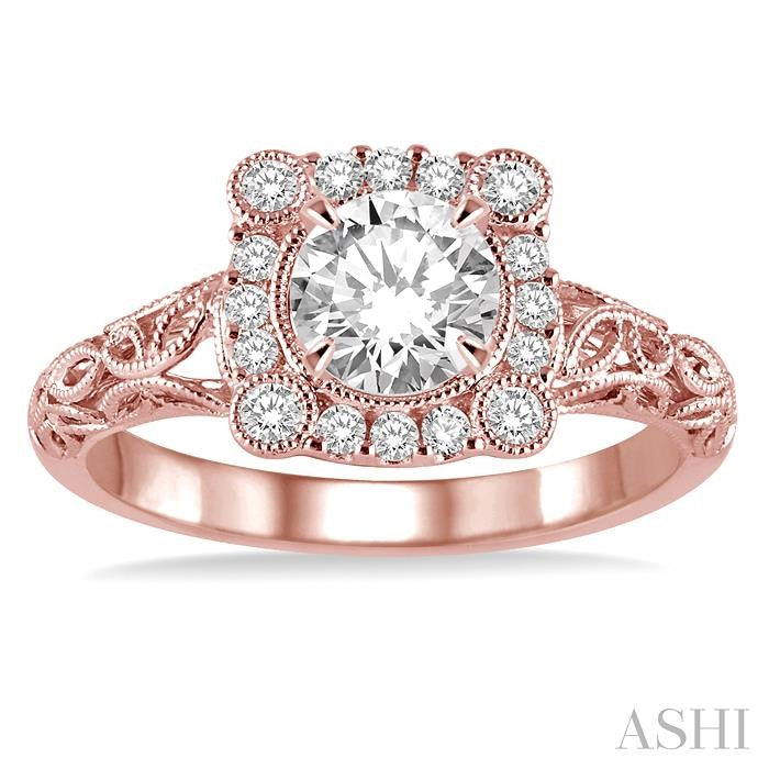 1/4 ctw Diamond Semi-mount Engagement Ring in 14K Rose Gold