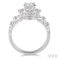 3/4 Ctw Diamond Engagement Ring with 3/8 Ct Round Cut Center Stone in 14K White Gold