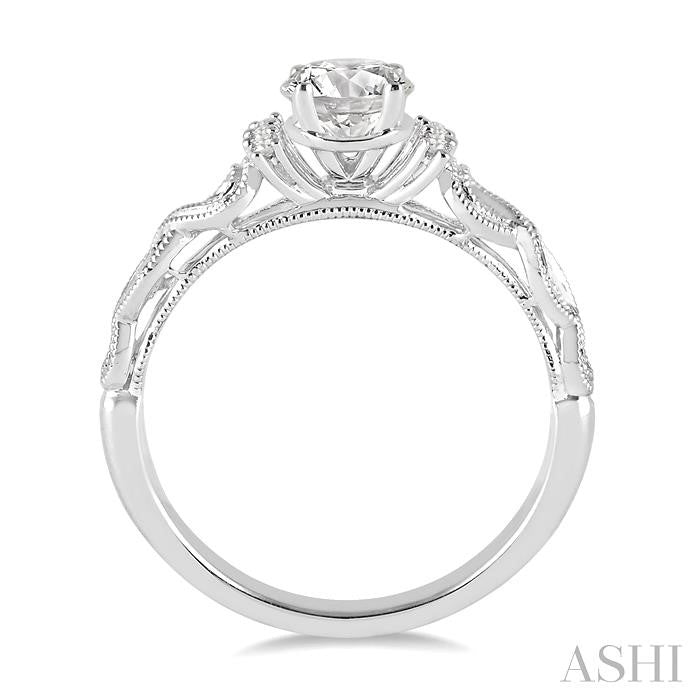 1/3 Ctw Diamond Engagement Ring with 1/3 Ct Round Cut Center Stone in 14K White Gold