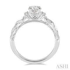 1/3 Ctw Diamond Engagement Ring with 1/3 Ct Round Cut Center Stone in 14K White Gold