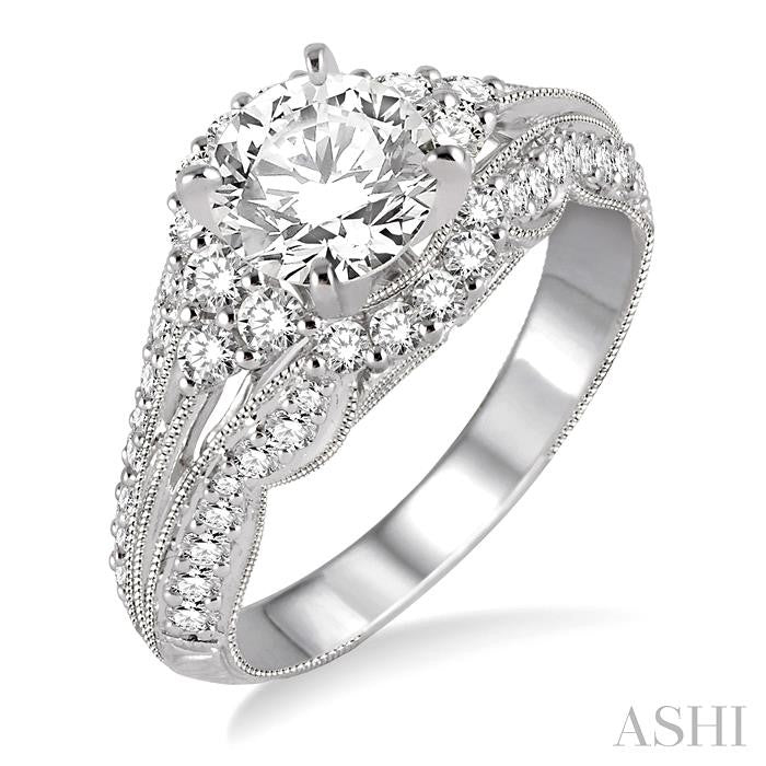 5/8 Ctw Diamond Semi-Mount Engagement Ring in 14K White Gold