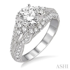 5/8 Ctw Diamond Semi-Mount Engagement Ring in 14K White Gold
