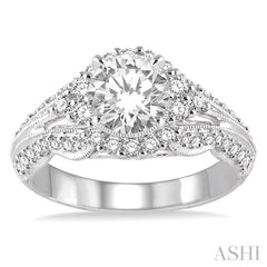 5/8 Ctw Diamond Semi-mount Engagement Ring in 14K White Gold