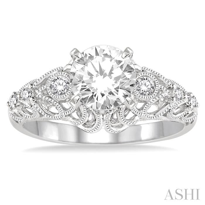 1/2 Ctw Diamond Engagement Ring with 3/8 Ct Round Cut Center Stone in 14K White Gold
