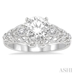1/2 Ctw Diamond Engagement Ring with 3/8 Ct Round Cut Center Stone in 14K White Gold