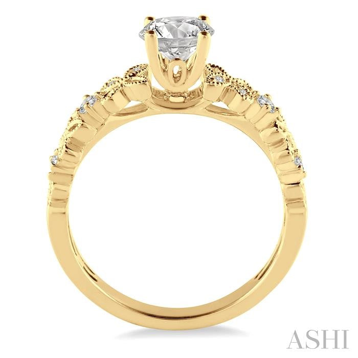 3/8 Ctw Diamond Engagement Ring with 1/3 Ct Round Cut Center Stone in 14K Yellow Gold