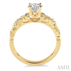 3/8 Ctw Diamond Engagement Ring with 1/3 Ct Round Cut Center Stone in 14K Yellow Gold
