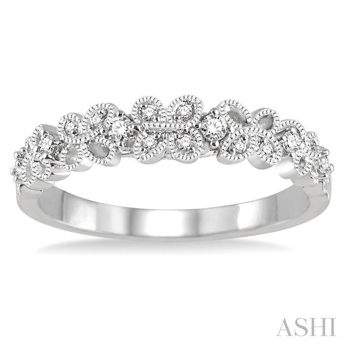 1/10 Ctw Round Cut Diamond Wedding Band in 14K White Gold