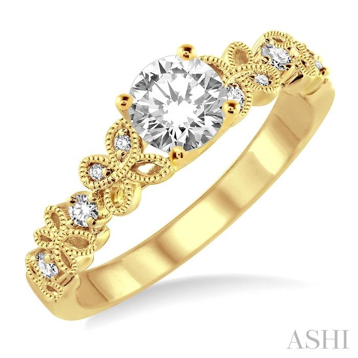 1/10 Ctw Diamond Semi-mount Engagement Ring in 14K Yellow Gold