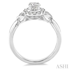 1/2 Ctw Diamond Engagement Ring with 1/5 Ct Round Cut Center Stone in 14K White Gold