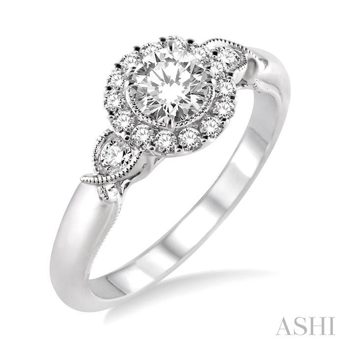 1/4 ctw Diamond Semi-mount Engagement Ring in 14K White Gold