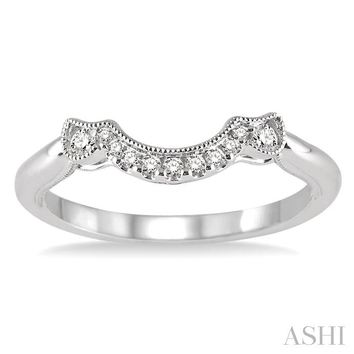 1/10 Ctw Round Cut Diamond Wedding Band in 14K White Gold
