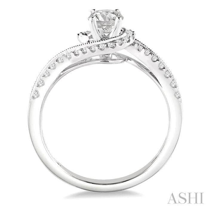 1/2 Ctw Diamond Engagement Ring with 1/5 Ct Round Cut Center Stone in 14K White Gold