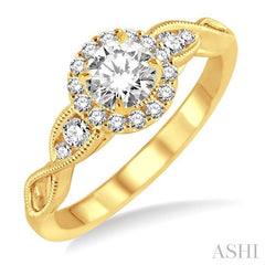 1/4 Ctw Diamond Semi-mount Engagement Ring in 14K Yellow Gold