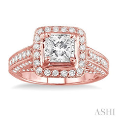 1 Ctw Diamond Semi-Mount Engagement Ring in 14K Rose Gold