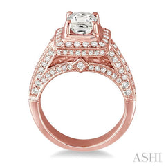 1 Ctw Diamond Semi-Mount Engagement Ring in 14K Rose Gold