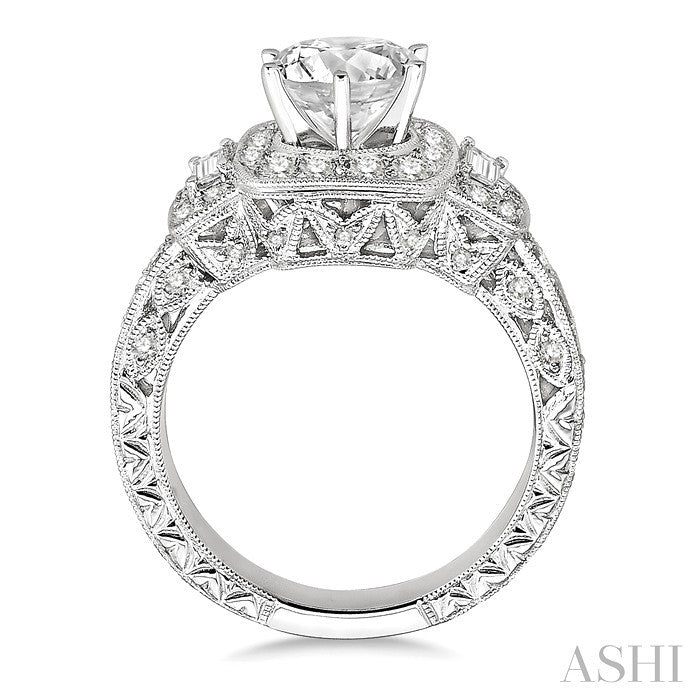 1 Ctw Diamond Semi-Mount Engagement Ring in 14K White Gold