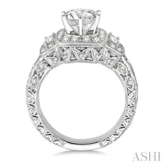 1 Ctw Diamond Semi-Mount Engagement Ring in 14K White Gold