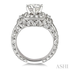 1 Ctw Diamond Semi-Mount Engagement Ring in 14K White Gold