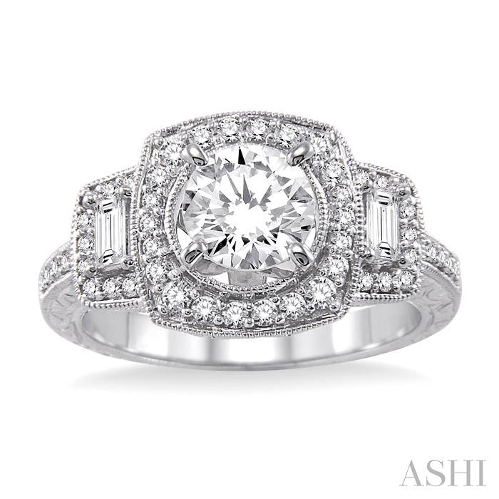 1/2 Ctw Diamond Semi-Mount Engagement Ring in 14K White Gold