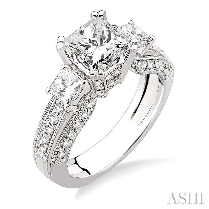 1 1/4 Ctw Diamond Semi-Mount Engagement Ring in 18K White Gold