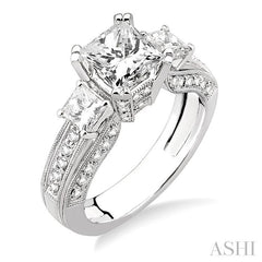 1 1/4 Ctw Diamond Semi-Mount Engagement Ring in 18K White Gold