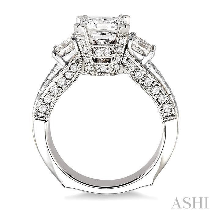 1 1/4 ctw Diamond Semi-Mount Engagement Ring in 18K White Gold
