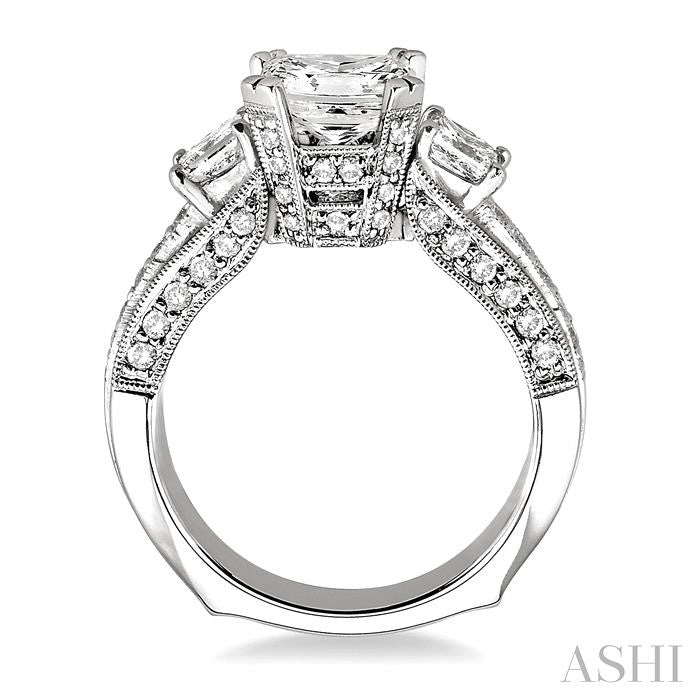 1 1/4 Ctw Diamond Semi-Mount Engagement Ring in 18K White Gold