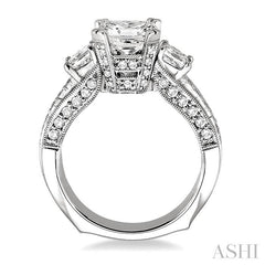 1 1/4 Ctw Diamond Semi-Mount Engagement Ring in 18K White Gold