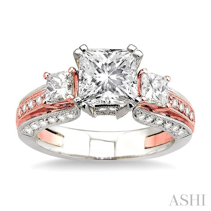 1 1/4 ctw Diamond Semi-Mount Engagement Ring in 18K White and Rose Gold