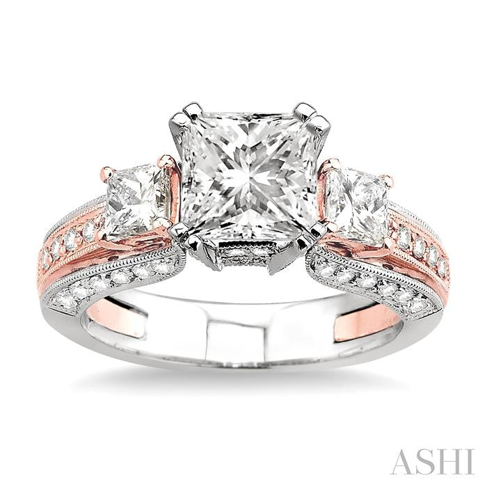 1 1/4 Ctw Diamond Semi-Mount Engagement Ring in 18K White and Rose Gold