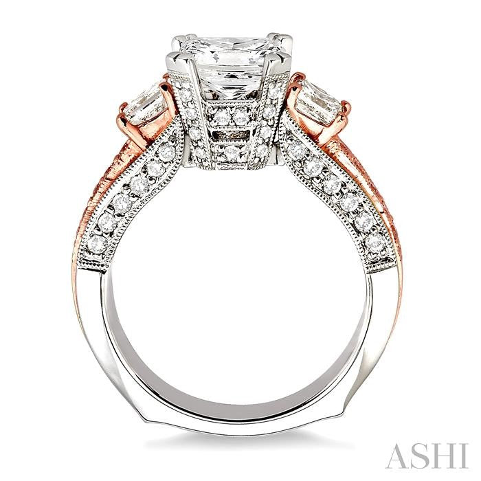 1 1/4 ctw Diamond Semi-Mount Engagement Ring in 18K White and Rose Gold