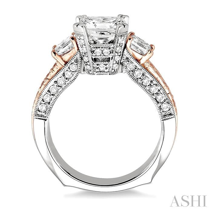 1 1/4 Ctw Diamond Semi-Mount Engagement Ring in 18K White and Rose Gold