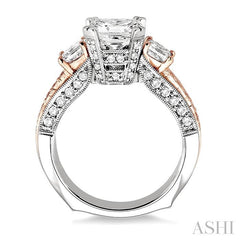 1 1/4 Ctw Diamond Semi-Mount Engagement Ring in 18K White and Rose Gold