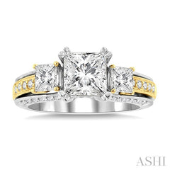 1 1/4 Ctw Diamond Semi-Mount Engagement Ring in 18K White and Yellow Gold