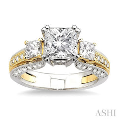 1 1/4 ctw Diamond Semi-Mount Engagement Ring in 18K White and Yellow Gold