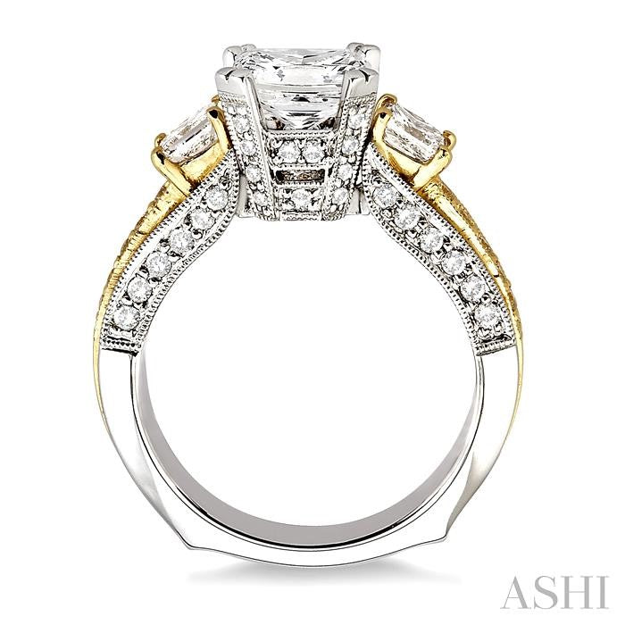 1 1/4 ctw Diamond Semi-Mount Engagement Ring in 18K White and Yellow Gold
