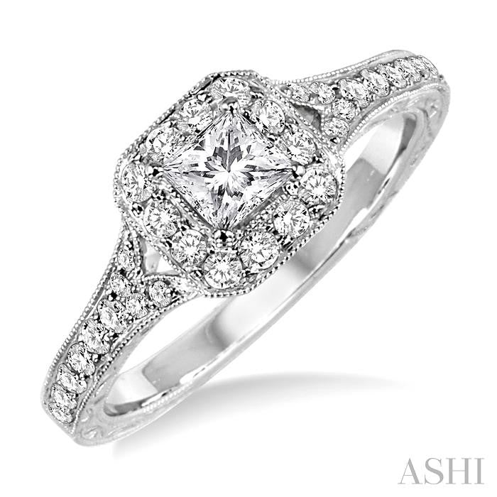 1/3 ctw Round Cut Diamond Semi-Mount Engagement Ring in 14K White Gold
