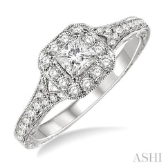 1/3 Ctw Round Cut Diamond Semi-Mount Engagement Ring in 14K White Gold