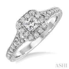 1/3 ctw Round Cut Diamond Semi-Mount Engagement Ring in 14K White Gold