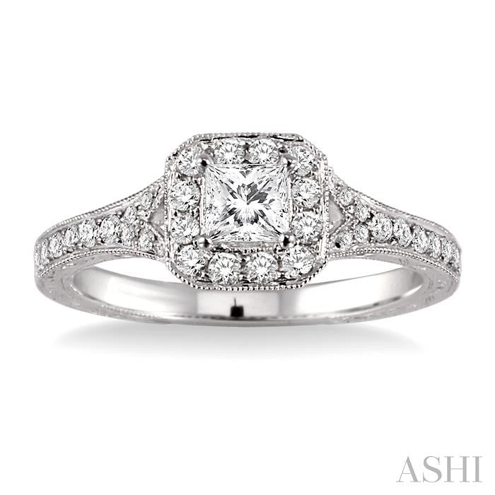 1/3 ctw Round Cut Diamond Semi-Mount Engagement Ring in 14K White Gold