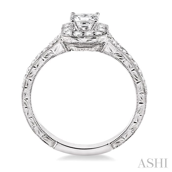 1/3 ctw Round Cut Diamond Semi-Mount Engagement Ring in 14K White Gold