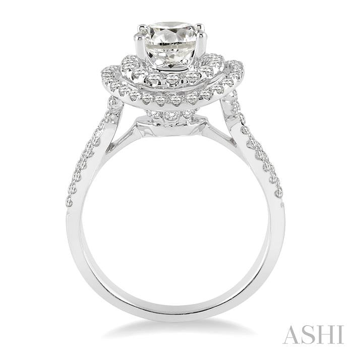 1 1/2 Ctw Diamond Engagement Ring with 3/4 Ct Round Cut Center Stone in 14K White Gold