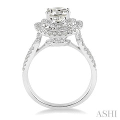 1 1/2 Ctw Diamond Engagement Ring with 3/4 Ct Round Cut Center Stone in 14K White Gold