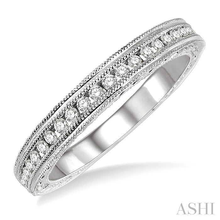 1/4 Ctw Round Cut Diamond Matching Wedding Band in 14K White Gold
